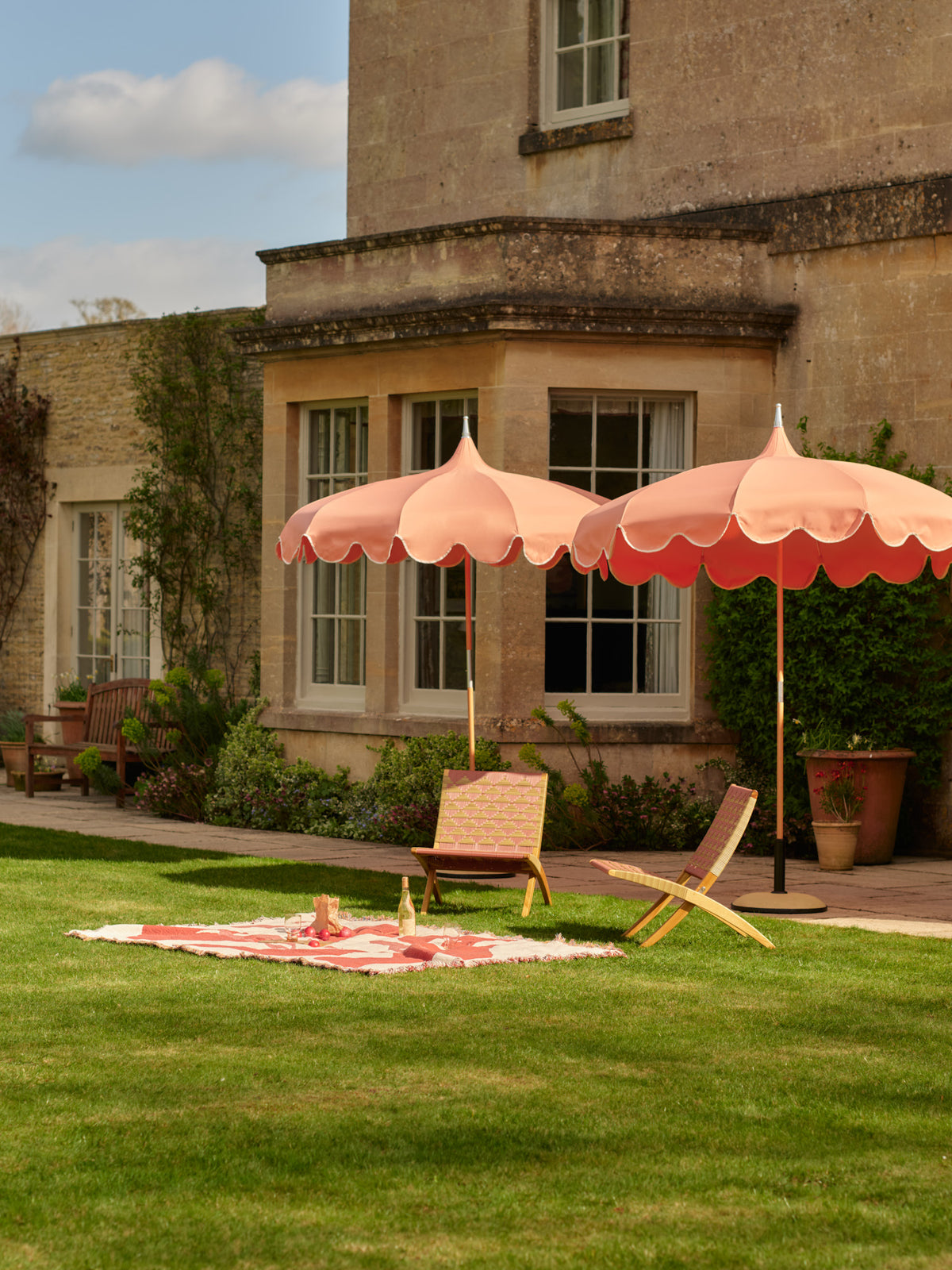 Luxury Pagoda Parasol – Burnt Coral Garden Umbrella — Burning Orange